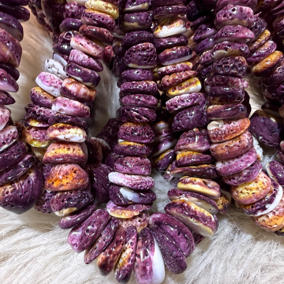 XL GRADUATED Purple Spiny Oyster Shell Beads Mexico - Never Dyed or Color Enhanced - Small Batch Production - Ocean Formed Pinholes - 8-20mm