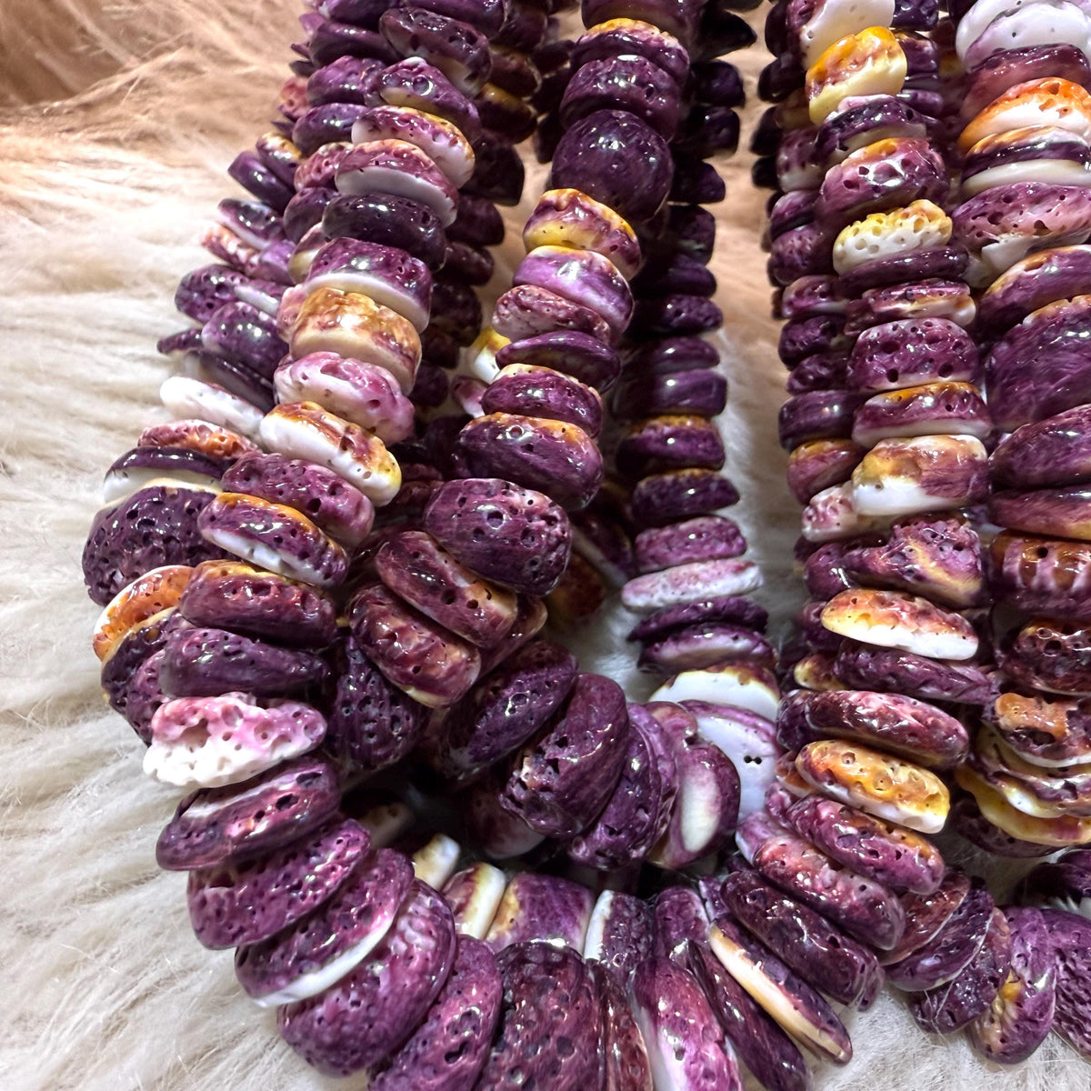 XL GRADUATED Purple Spiny Oyster Shell Beads Mexico - Never Dyed or Color Enhanced - Small Batch Production - Ocean Formed Pinholes - 8-20mm