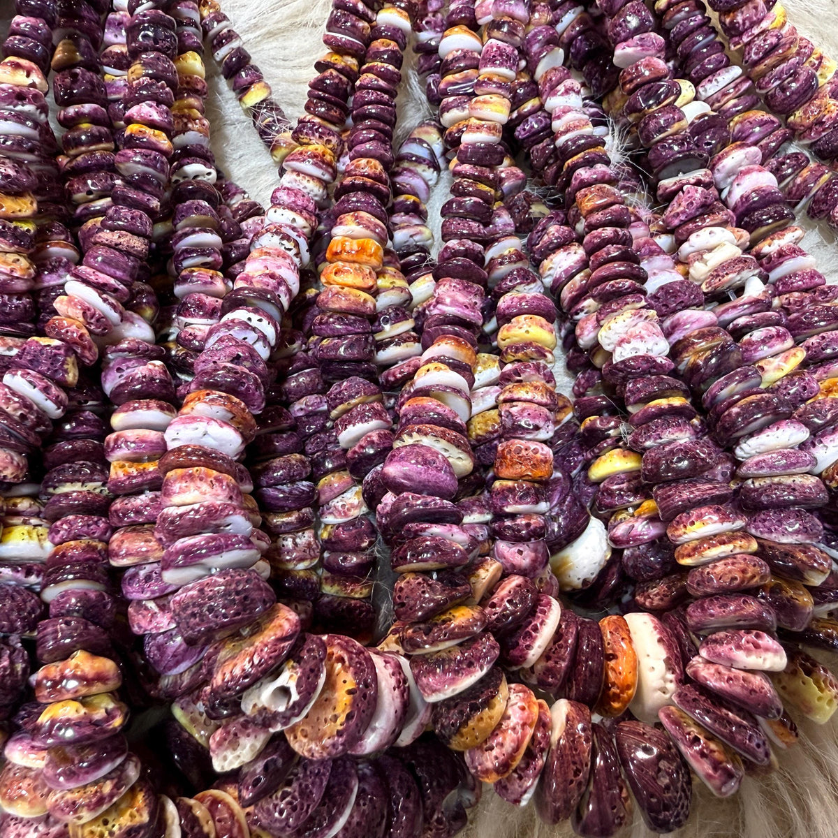 XL GRADUATED Purple Spiny Oyster Shell Beads Mexico - Never Dyed or Color Enhanced - Small Batch Production - Ocean Formed Pinholes - 8-20mm