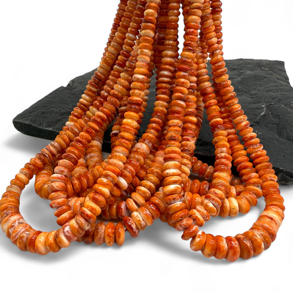 Spiny Oyster Shell Beads (Ethically Sourced- Small Batch Production) Hand-Polished for Maximum Luster - Graduated Rondelle 5-10mm Small
