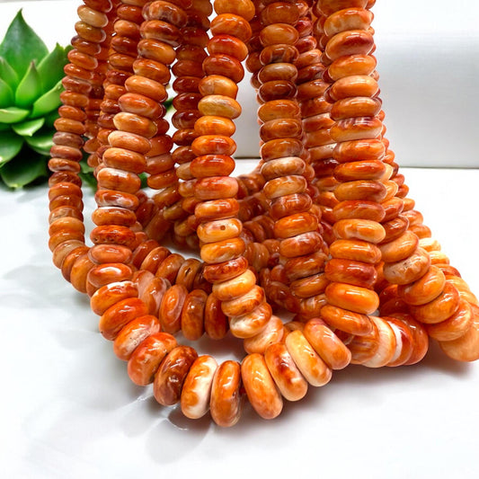 Spiny Oyster Shell Beads (Ethically Sourced- Small Batch Production) Hand-Polished for Maximum Luster - Graduated Rondelle 5-10mm Small