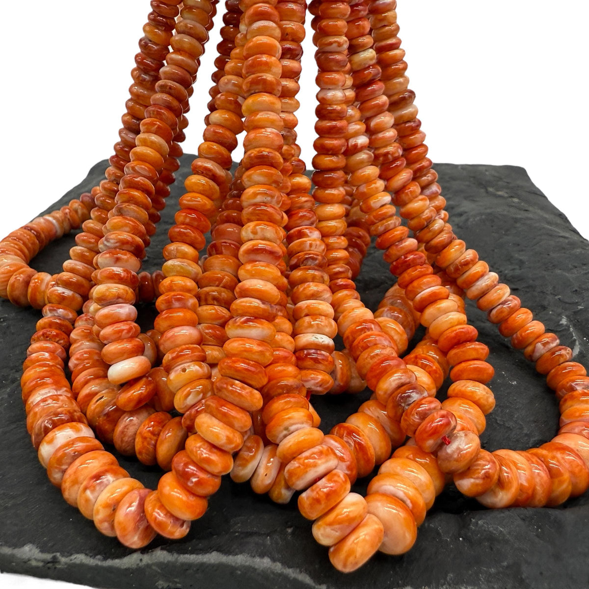 Spiny Oyster Shell Beads (Ethically Sourced- Small Batch Production) Hand-Polished for Maximum Luster - Graduated Rondelle 5-10mm Small