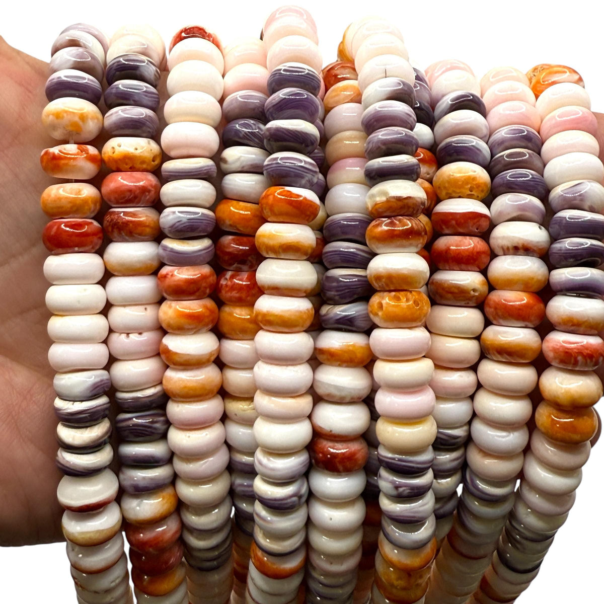 Wampum, Spiny Oyster & Queen Conch Shell Beads - Never Dyed or Color Enhanced - Native American Style - Men’s Jewlery Making - Rondelle 10mm