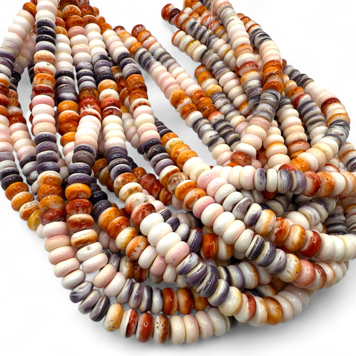 Wampum, Spiny Oyster & Queen Conch Shell Beads - Never Dyed or Color Enhanced - Native American Style - Men’s Jewlery Making - Rondelle 10mm
