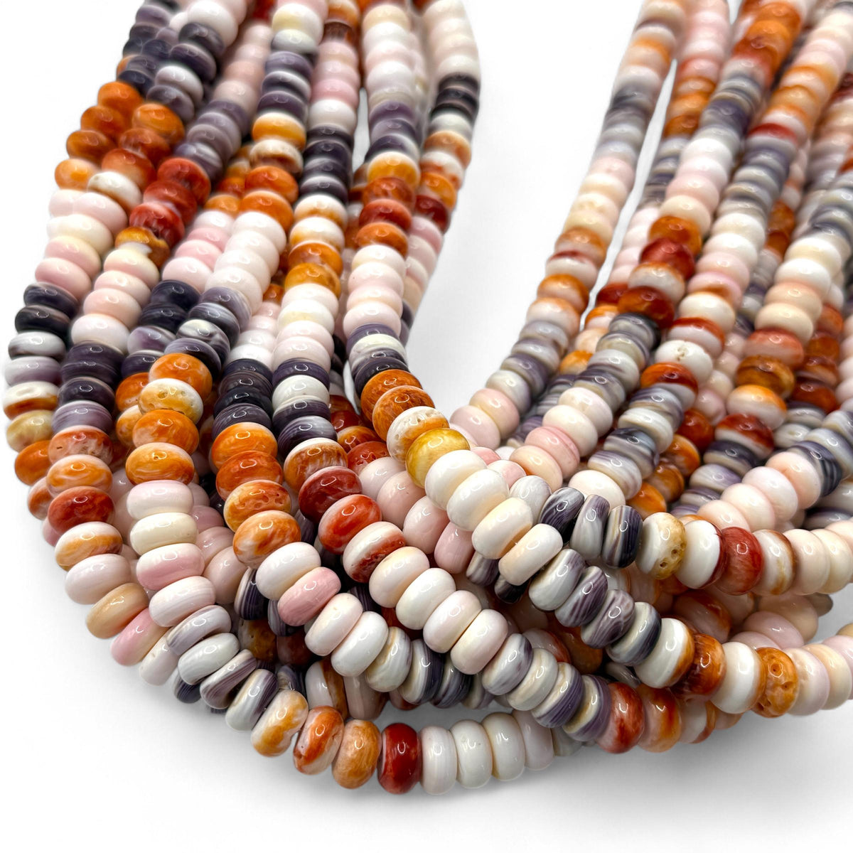 Wampum, Spiny Oyster & Queen Conch Shell Beads - Never Dyed or Color Enhanced - Native American Style - Men’s Jewlery Making - Rondelle 10mm