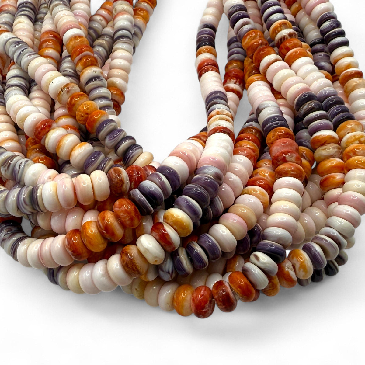 Wampum, Spiny Oyster & Queen Conch Shell Beads - Never Dyed or Color Enhanced - Native American Style - Men’s Jewlery Making - Rondelle 10mm