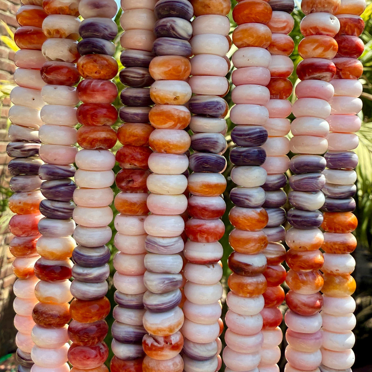 Wampum, Spiny Oyster & Queen Conch Shell Beads - Never Dyed or Color Enhanced - Native American Style - Men’s Jewlery Making - Rondelle 10mm