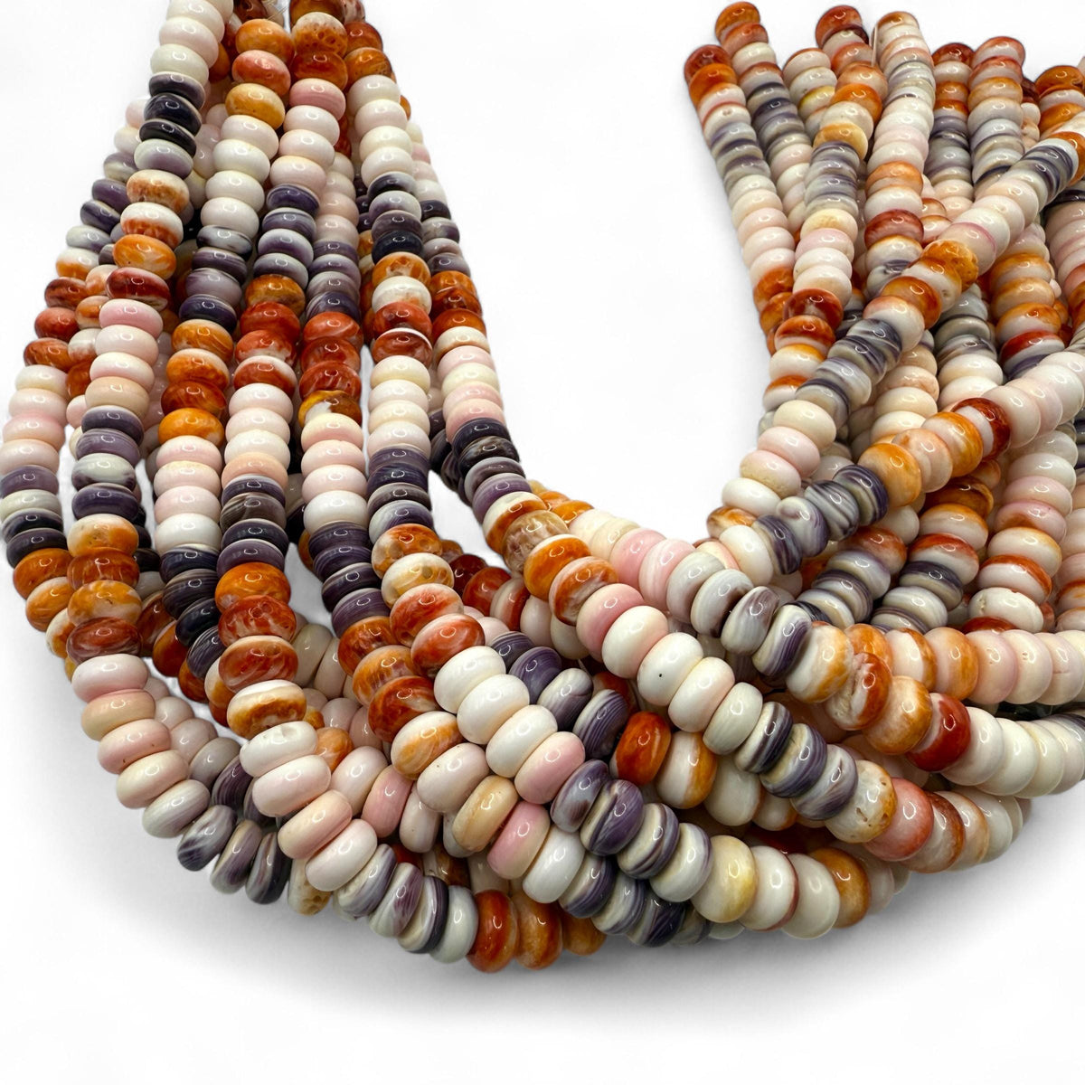 Wampum, Spiny Oyster & Queen Conch Shell Beads - Never Dyed or Color Enhanced - Native American Style - Men’s Jewlery Making - Rondelle 10mm