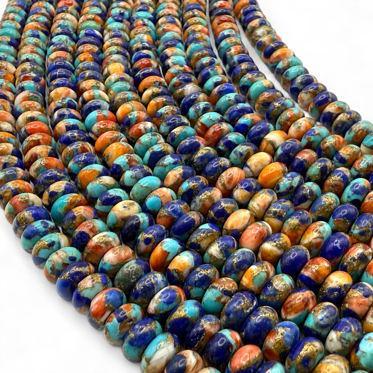 3in1 Spiny Oyster Shell, Mohave Copper Turquoise & Lapis Beads- Not Dyed or Color Enhanced- Small Batch Production- Composite Inlay