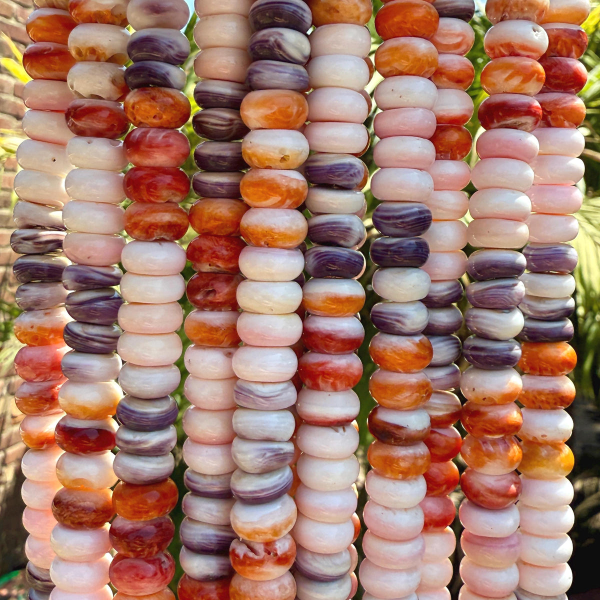 Wampum, Spiny Oyster & Queen Conch Shell Beads - Never Dyed or Color Enhanced - Native American Style - Men’s Jewlery Making - Rondelle 10mm