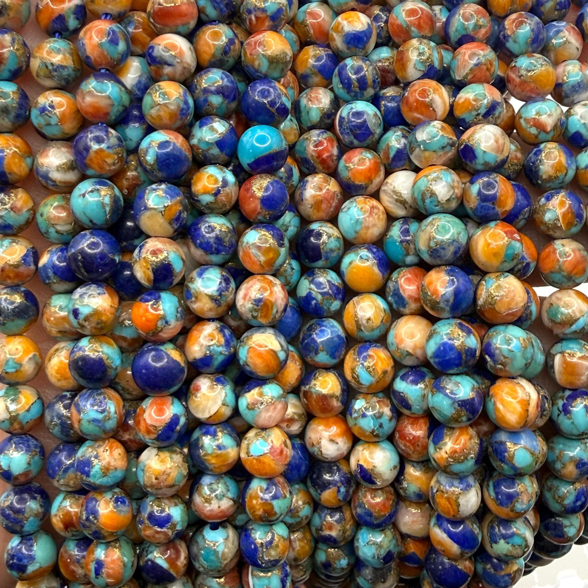 3in1 Spiny Oyster Shell, Mohave Copper Turquoise & Lapis Inlay Beads - Not Dyed or Color Enhanced - Small Batch Production - Native Style