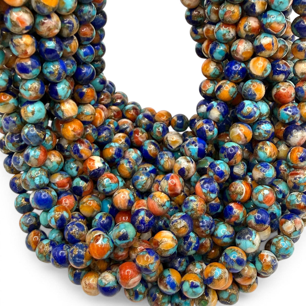 3in1 Spiny Oyster Shell, Mohave Copper Turquoise & Lapis Inlay Beads - Not Dyed or Color Enhanced - Small Batch Production - Native Style