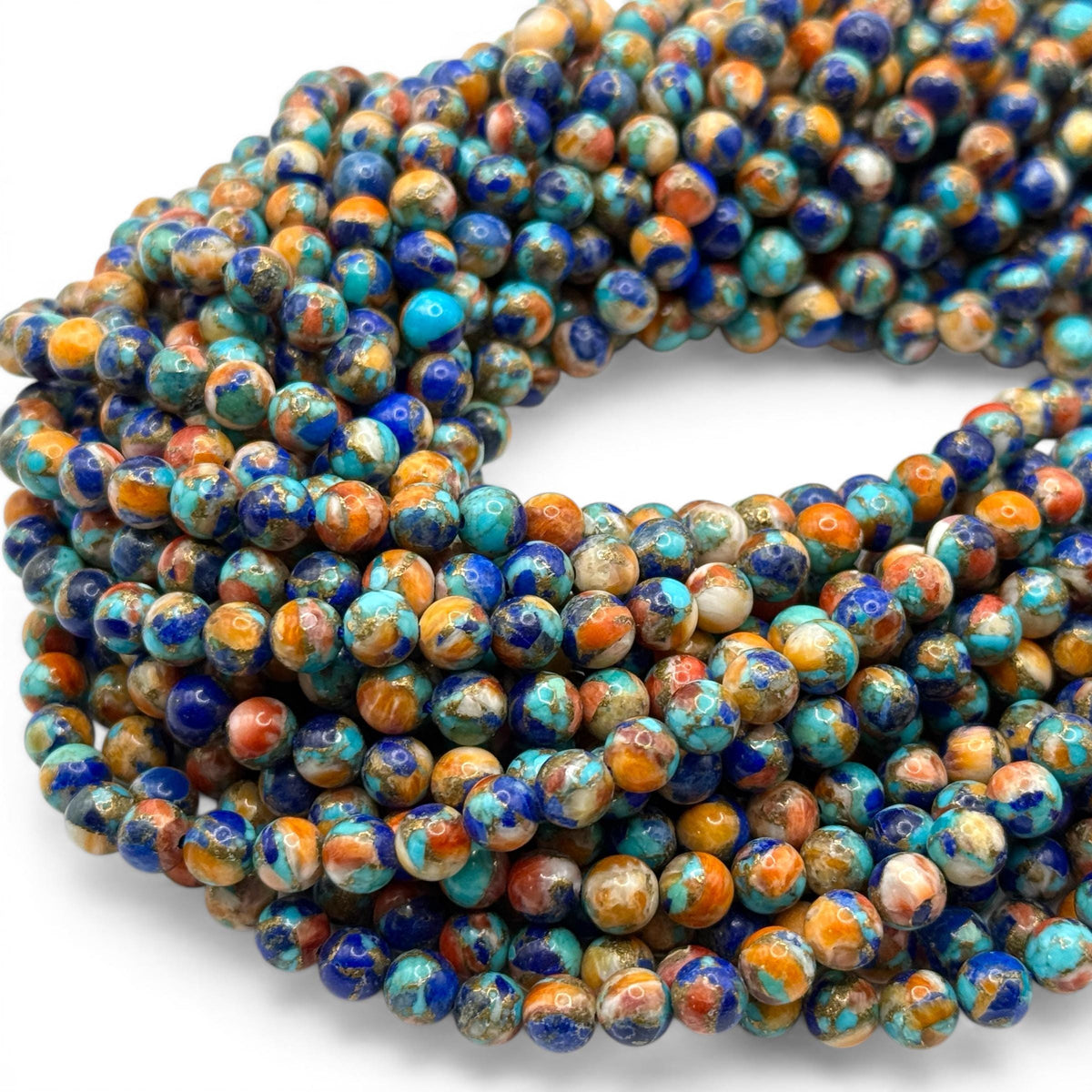3in1 Spiny Oyster Shell, Mohave Copper Turquoise & Lapis Inlay Beads - Not Dyed or Color Enhanced - Small Batch Production - Native Style