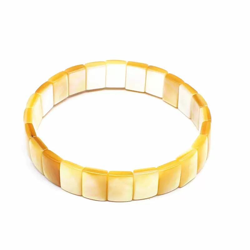AAA Golden Oyster Shell Beads Bracelet Australia - Never Dyed or Color Enhanced - Small Batch Production - Mirror Polish - 7X10mm (7 Inches)