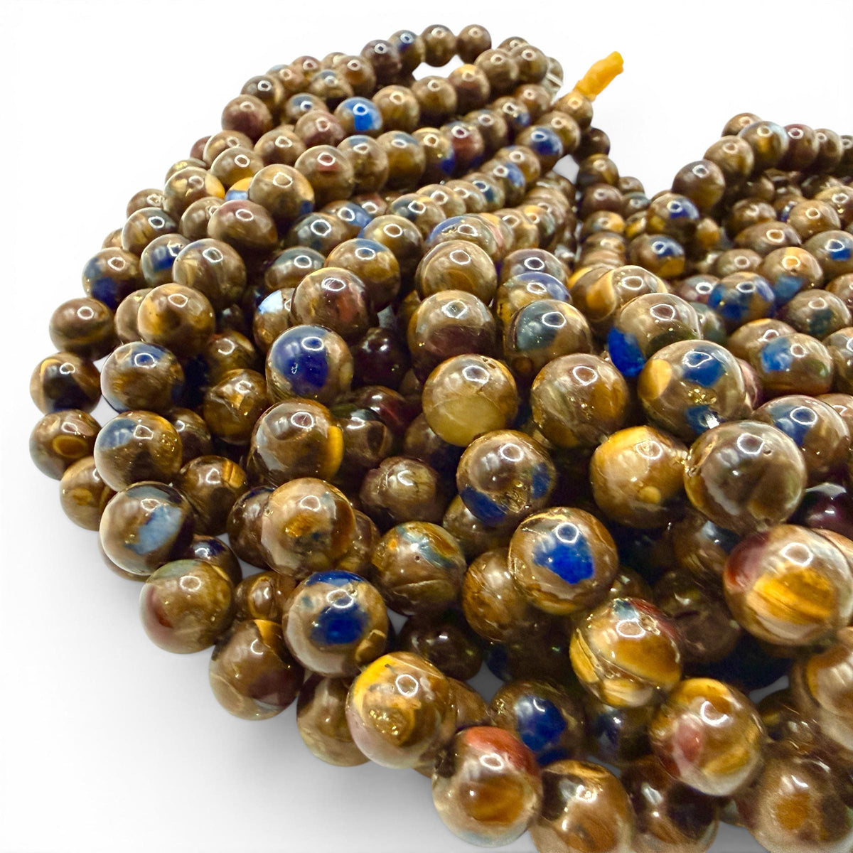 3in1 Pietersite, Tigers Eye, Lapis Inlay Beads -  Small Batch Production - Composite Inlay Technique - Jewelry Making Supply - Smooth Round