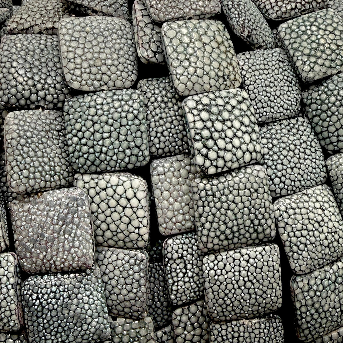 Real STINGRAY Beads - Incredible Pearl Texture Leather- Never Dyed or Color Enhanced- Small Batch Production - Pillow Square 20mm (11 Beads)
