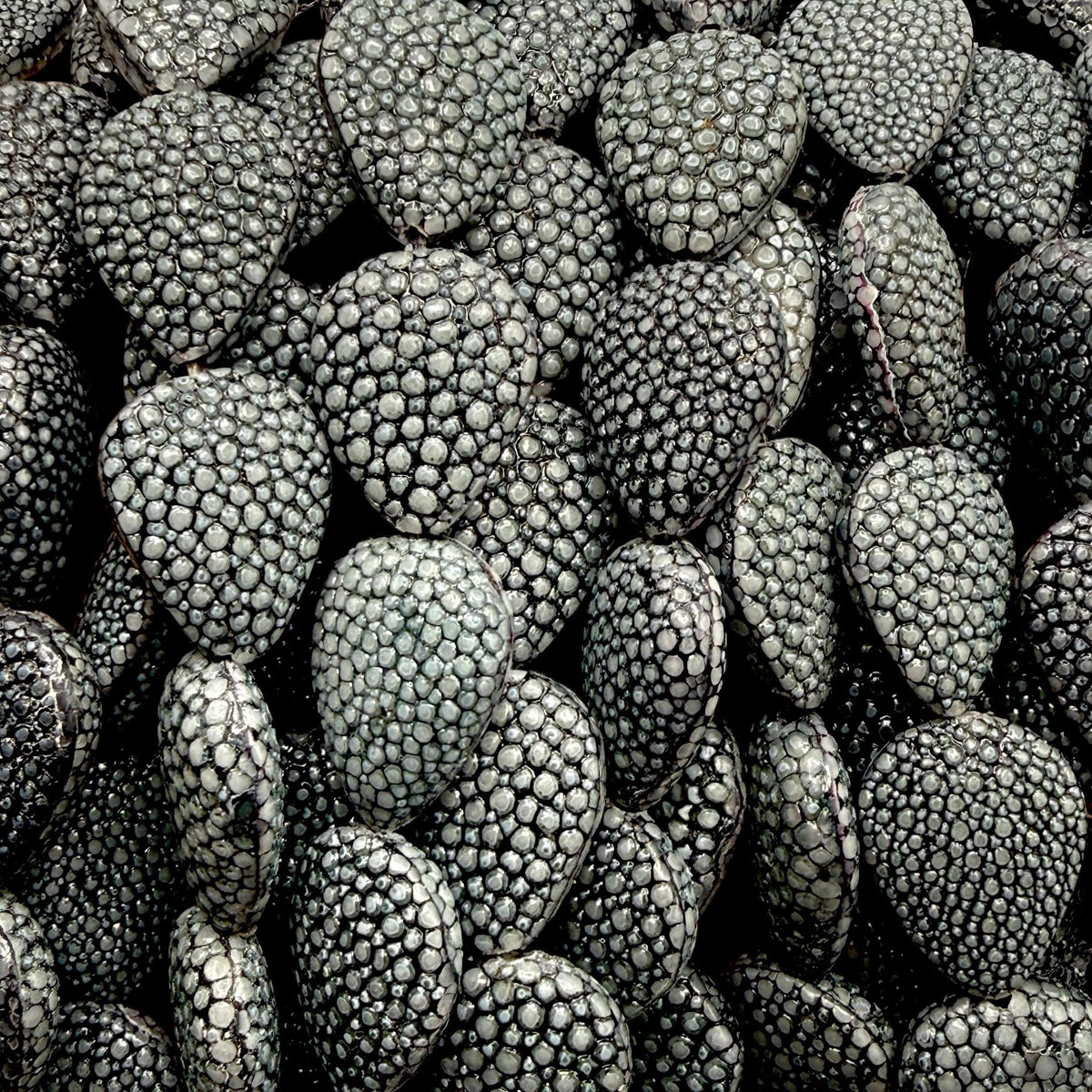 Real STINGRAY Beads - Incredible Pearl Texture Leather - Never Dyed or Color Enhanced - Small Batch Production - Teardrop 15X20mm (11 Beads)