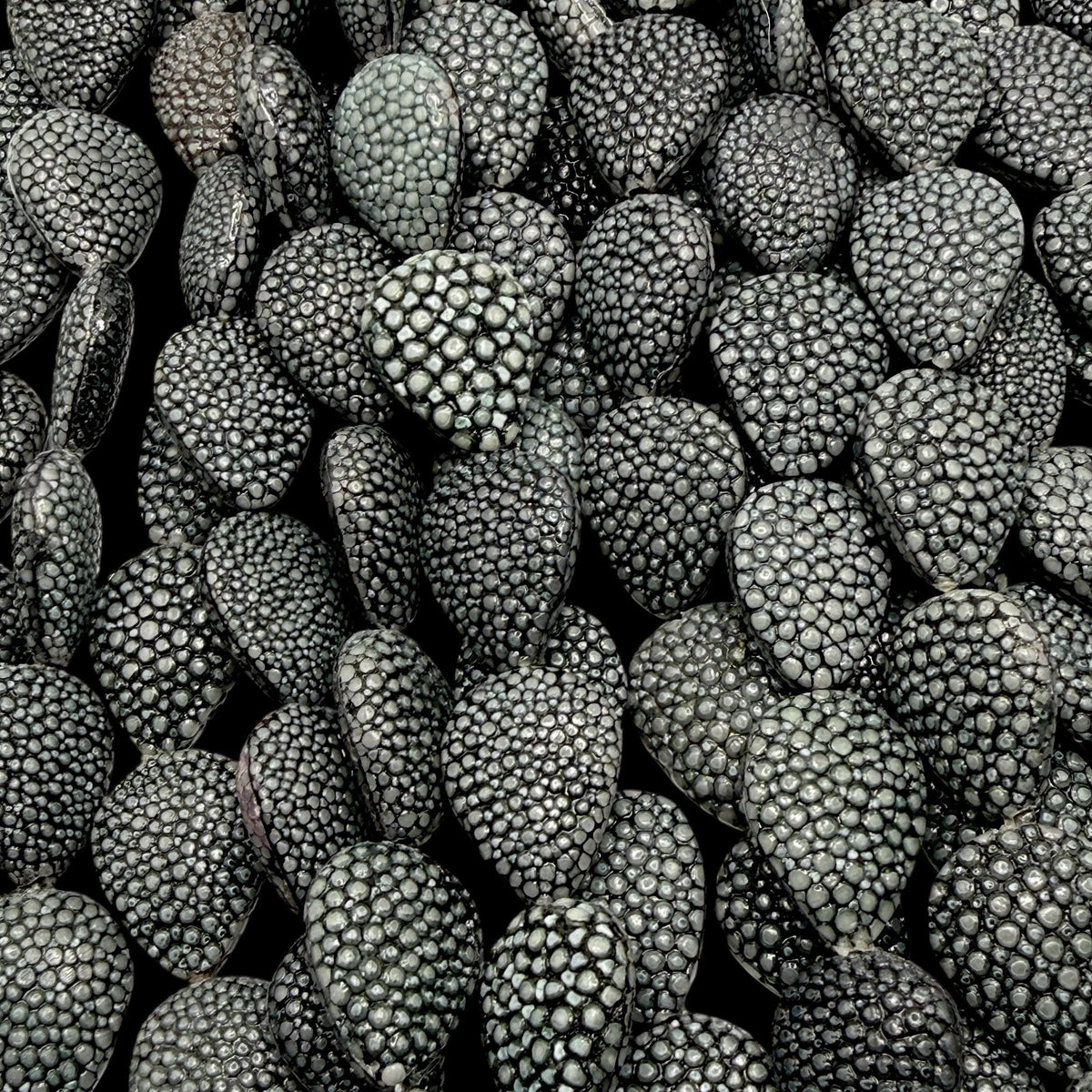 Real STINGRAY Beads - Incredible Pearl Texture Leather - Never Dyed or Color Enhanced - Small Batch Production - Teardrop 15X20mm (11 Beads)