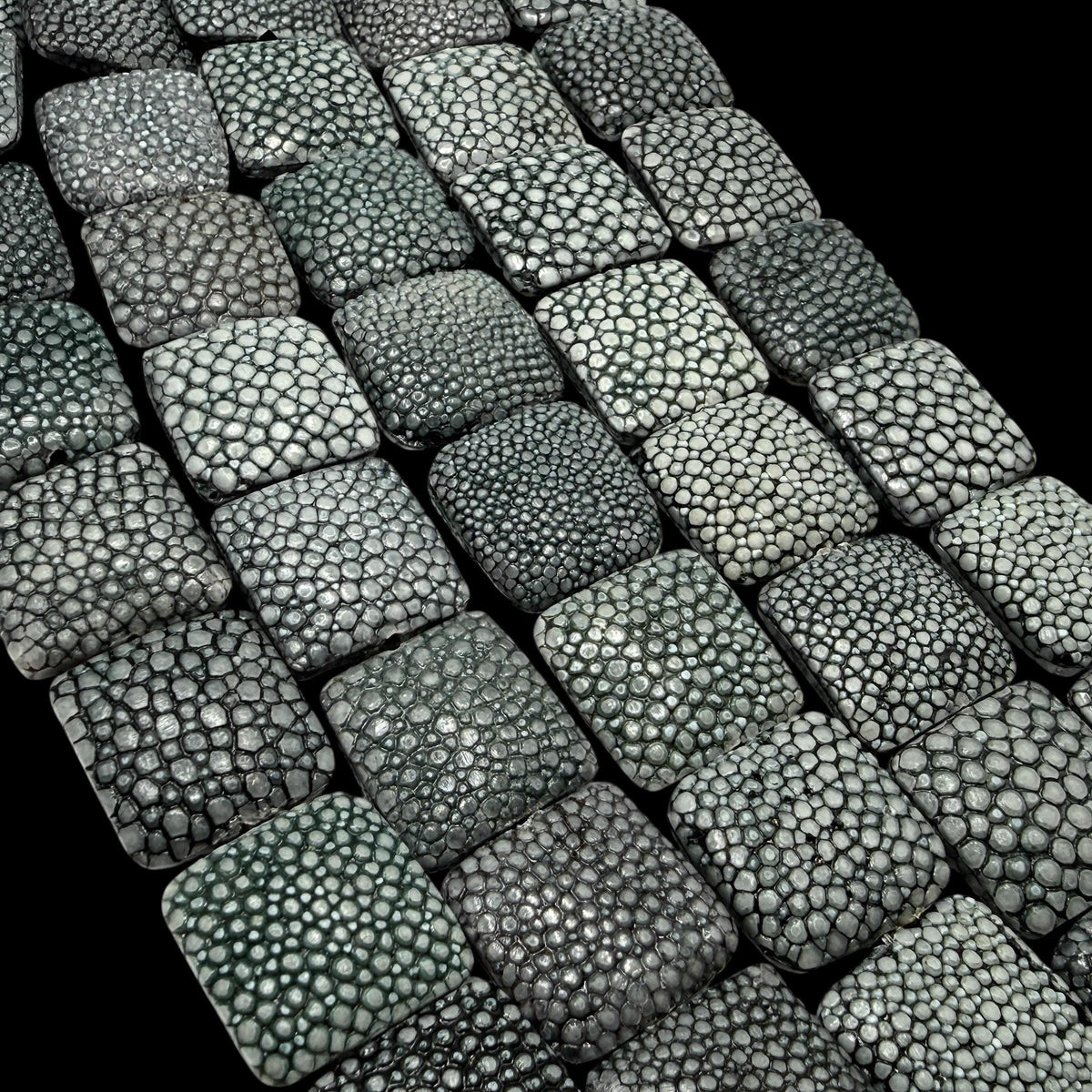 Real STINGRAY Beads - Incredible Pearl Texture Leather- Never Dyed or Color Enhanced- Small Batch Production - Pillow Square 20mm (11 Beads)