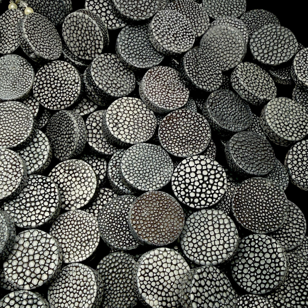 Real STINGRAY Beads - Incredible Pearl Texture Leather - Never Dyed or Color Enhanced - Small Batch Production - Flat Coin 20mm (10 Beads)