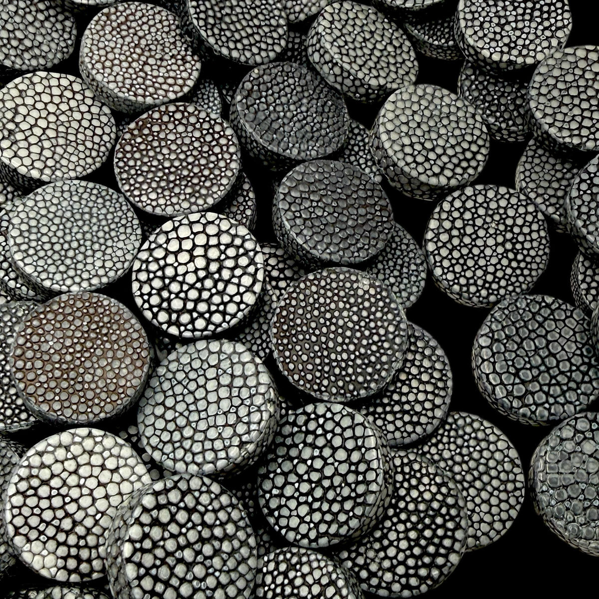 Real STINGRAY Beads - Incredible Pearl Texture Leather - Never Dyed or Color Enhanced - Small Batch Production - Flat Coin 20mm (10 Beads)