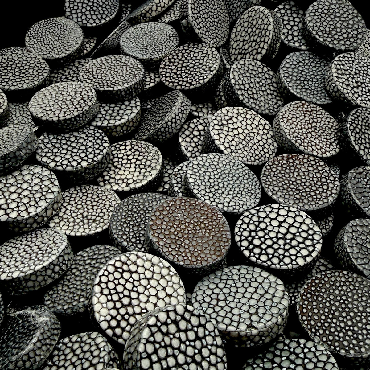 Real STINGRAY Beads - Incredible Pearl Texture Leather - Never Dyed or Color Enhanced - Small Batch Production - Flat Coin 20mm (10 Beads)