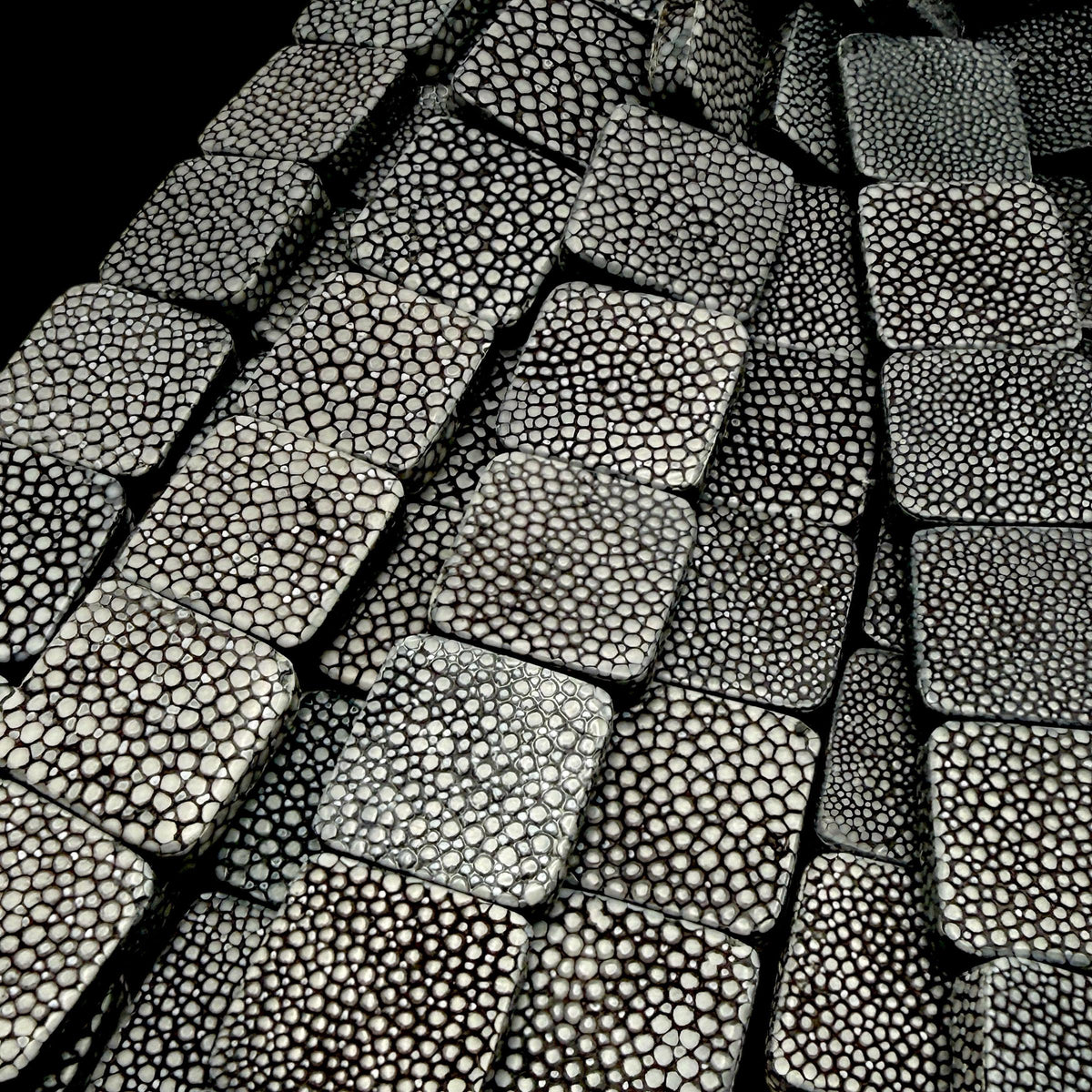 Real STINGRAY Beads - Incredible Pearl Texture Leather - Never Dyed or Color Enhanced - Small Batch Production - Flat Square 20mm (10 Beads)