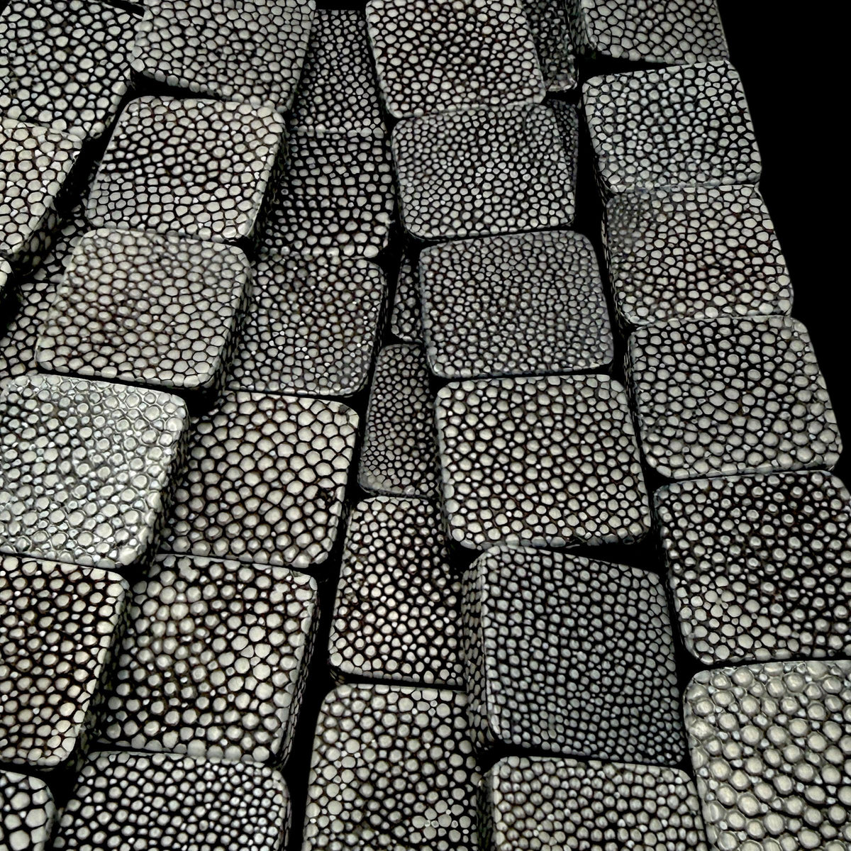 Real STINGRAY Beads - Incredible Pearl Texture Leather - Never Dyed or Color Enhanced - Small Batch Production - Flat Square 20mm (10 Beads)