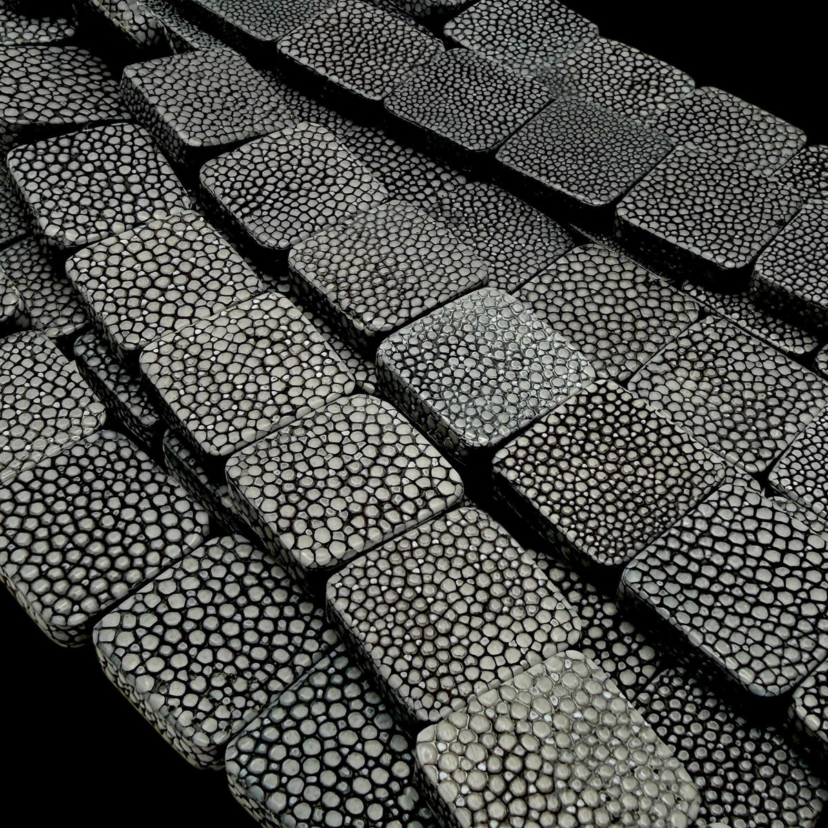 Real STINGRAY Beads - Incredible Pearl Texture Leather - Never Dyed or Color Enhanced - Small Batch Production - Flat Square 20mm (10 Beads)