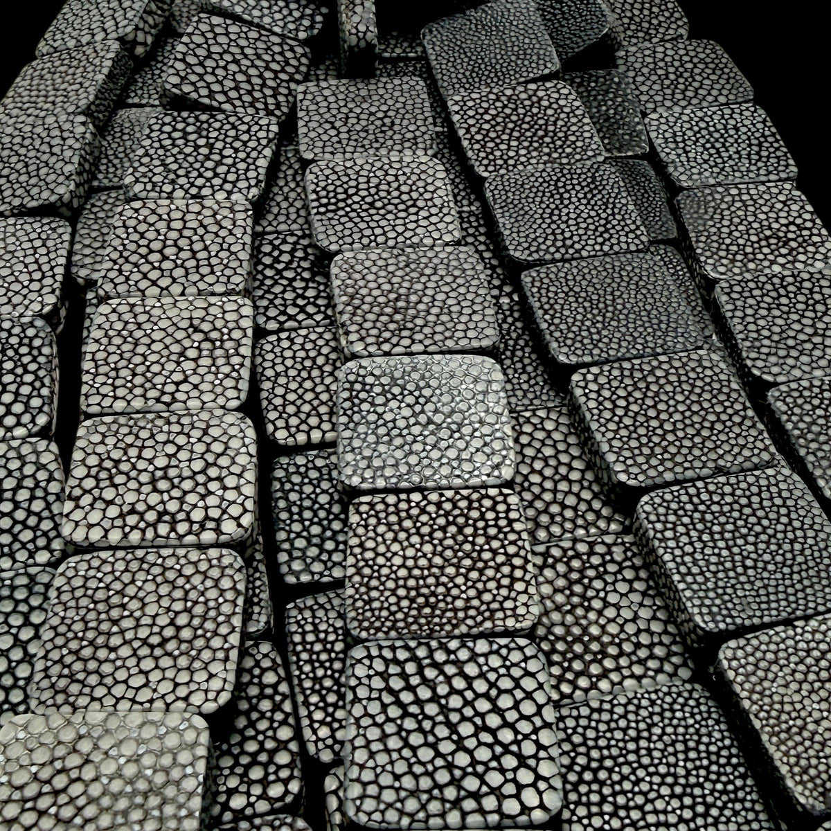 Real STINGRAY Beads - Incredible Pearl Texture Leather - Never Dyed or Color Enhanced - Small Batch Production - Flat Square 20mm (10 Beads)