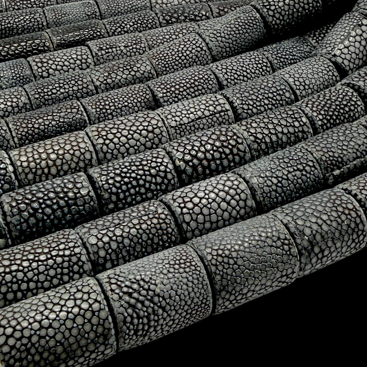 Real STINGRAY Beads - Incredible Pearl Texture Leather - Never Dyed or Color Enhanced - Small Batch Production - Tube 16X22mm (10 Beads)