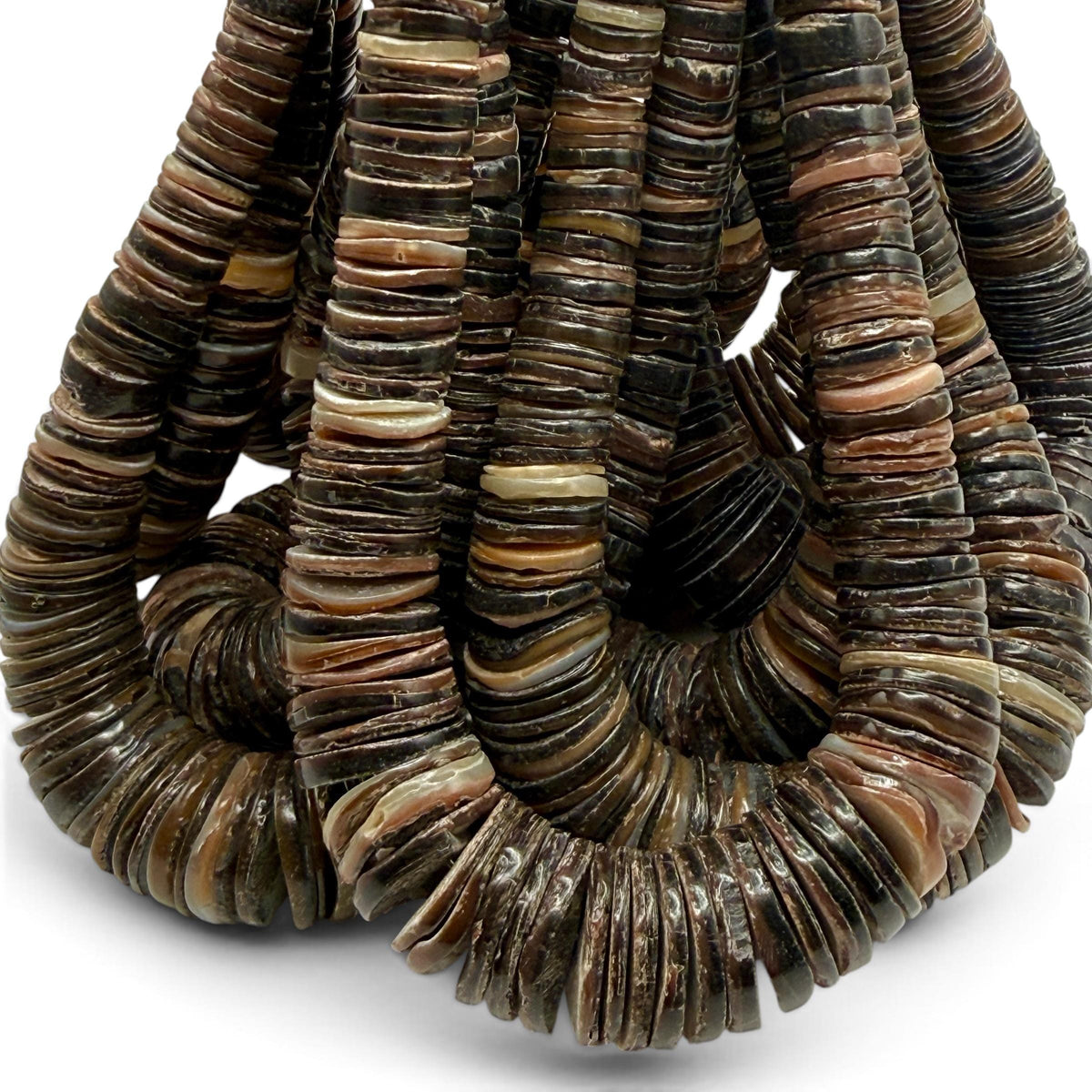 XL Graduated Brown Tahitian Pearl Shell - 100% Natural & Authentic - Never Dyed or Color Enhanced - Small Batch Production - Heishi 4-20mm