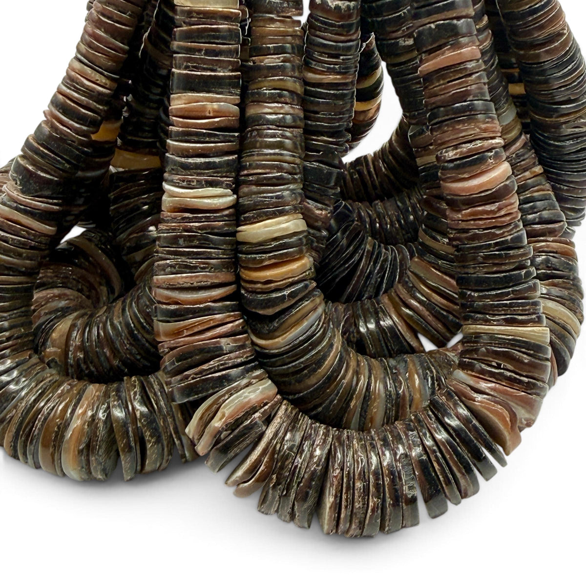 XL Graduated Brown Tahitian Pearl Shell - 100% Natural & Authentic - Never Dyed or Color Enhanced - Small Batch Production - Heishi 4-20mm
