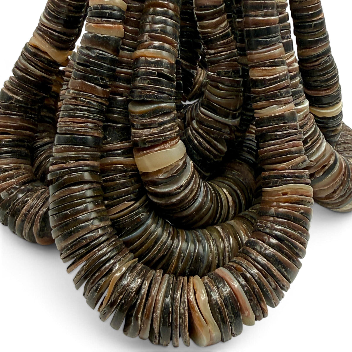 XL Graduated Brown Tahitian Pearl Shell - 100% Natural & Authentic - Never Dyed or Color Enhanced - Small Batch Production - Heishi 4-20mm