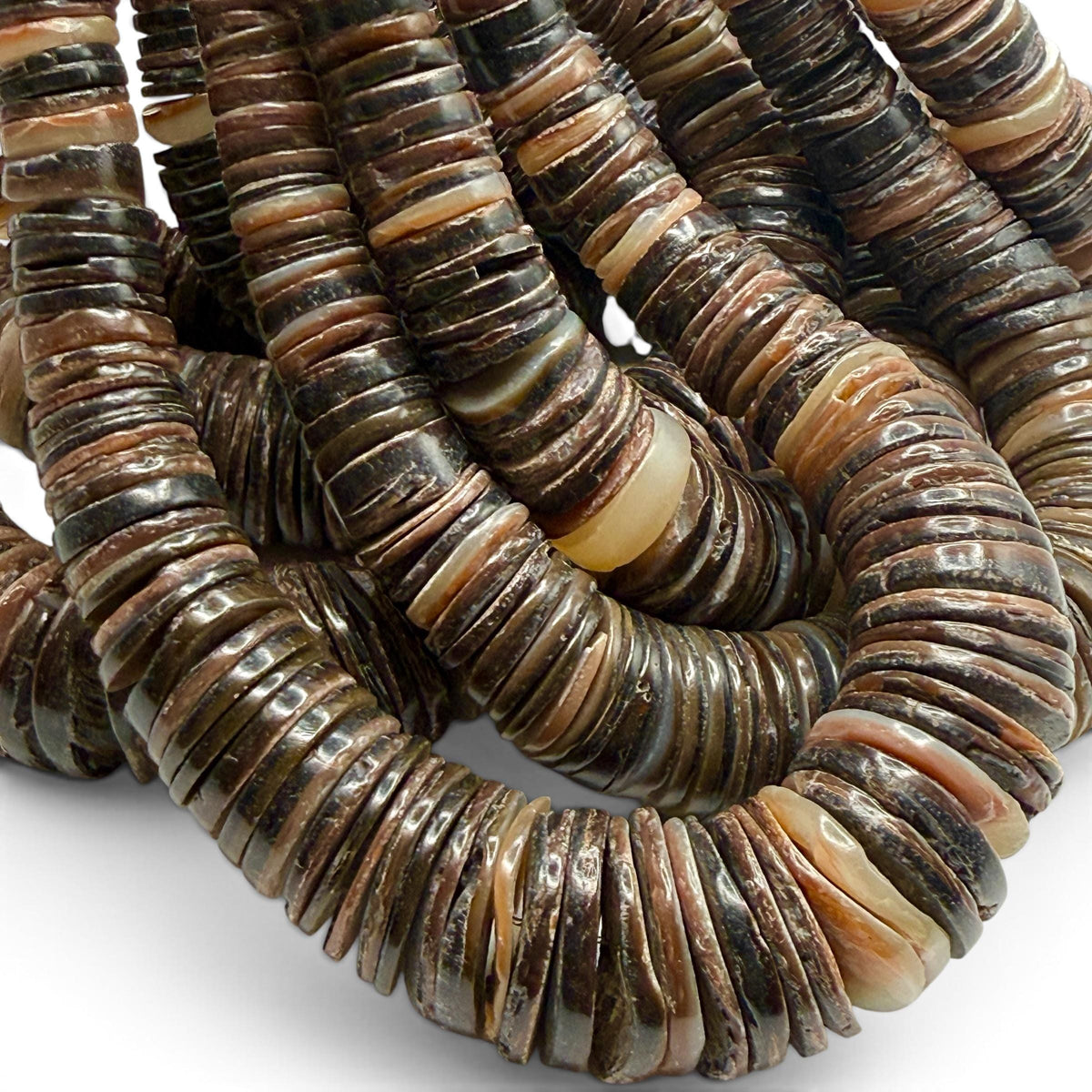 XL Graduated Brown Tahitian Pearl Shell - 100% Natural & Authentic - Never Dyed or Color Enhanced - Small Batch Production - Heishi 4-20mm