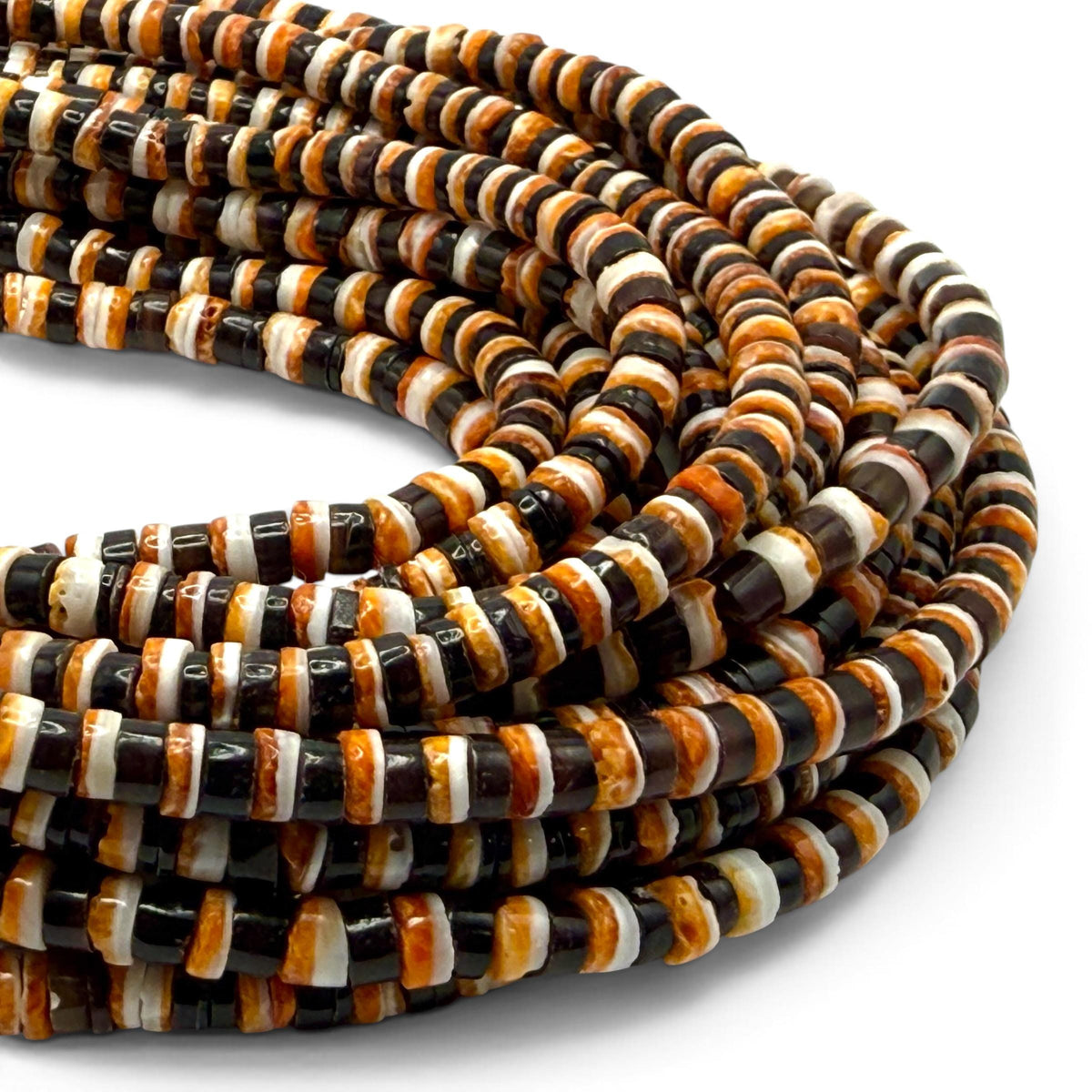 Spiny Oyster Shell & Black Tahitian Shell Mixed Beads - Never Dyed or Color Enhanced - Small Batch Production - Men’s Jewelry - 5mm