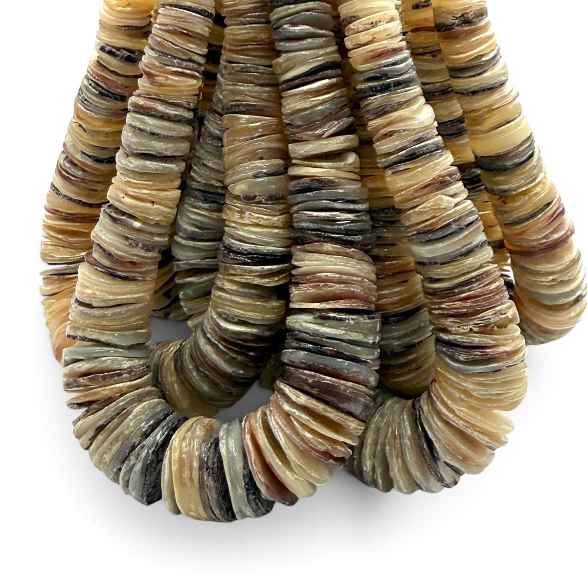 XL GRADUATED Peacock Hammer Shell Beads Indo-Pacific - 100% Natural - Never Dyed or Color Enhanced - Small Batch Production - Heishi 4-20mm