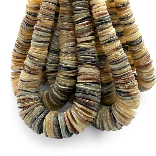 XL GRADUATED Peacock Hammer Shell Beads Indo-Pacific - 100% Natural - Never Dyed or Color Enhanced - Small Batch Production - Heishi 4-20mm