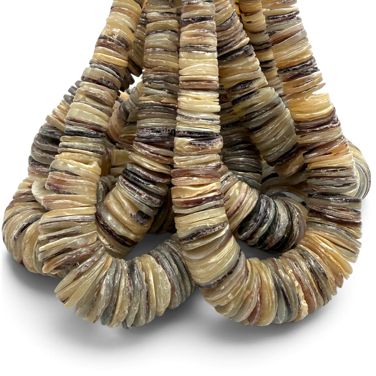 XL GRADUATED Peacock Hammer Shell Beads Indo-Pacific - 100% Natural - Never Dyed or Color Enhanced - Small Batch Production - Heishi 4-20mm