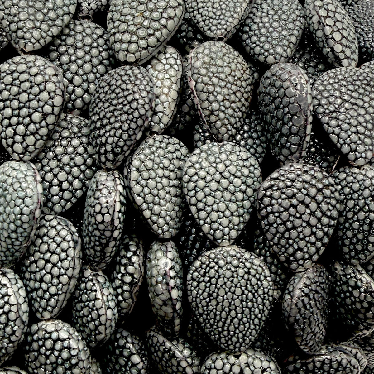 Real STINGRAY Beads - Incredible Pearl Texture Leather - Never Dyed or Color Enhanced - Small Batch Production - Teardrop 15X20mm (11 Beads)