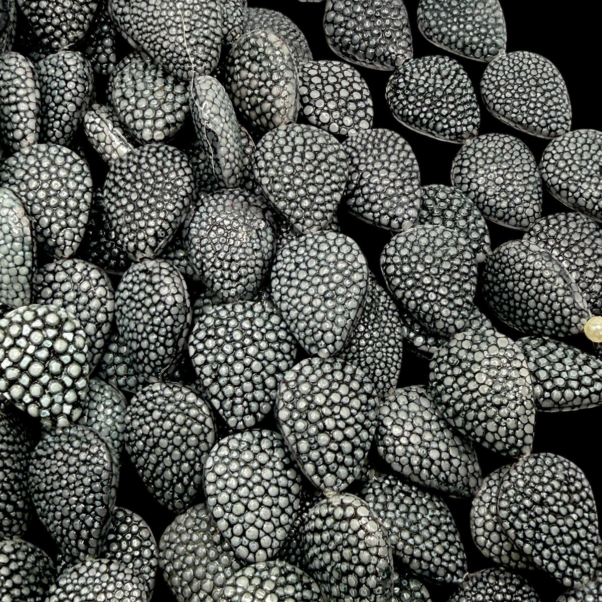 Real STINGRAY Beads - Incredible Pearl Texture Leather - Never Dyed or Color Enhanced - Small Batch Production - Teardrop 15X20mm (11 Beads)