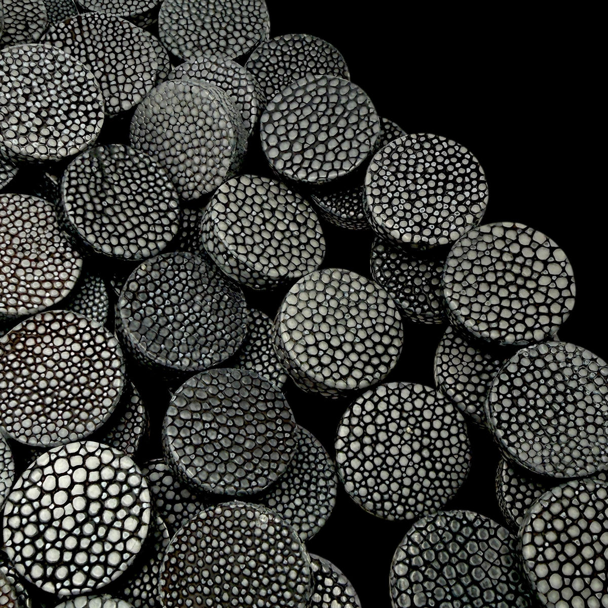 Real STINGRAY Beads - Incredible Pearl Texture Leather - Never Dyed or Color Enhanced - Small Batch Production - Flat Coin 20mm (10 Beads)