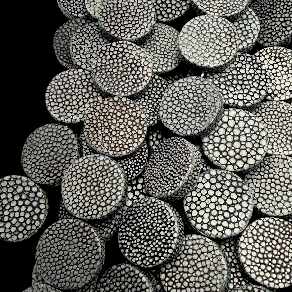 Real STINGRAY Beads - Incredible Pearl Texture Leather - Never Dyed or Color Enhanced - Small Batch Production - Flat Coin 20mm (10 Beads)