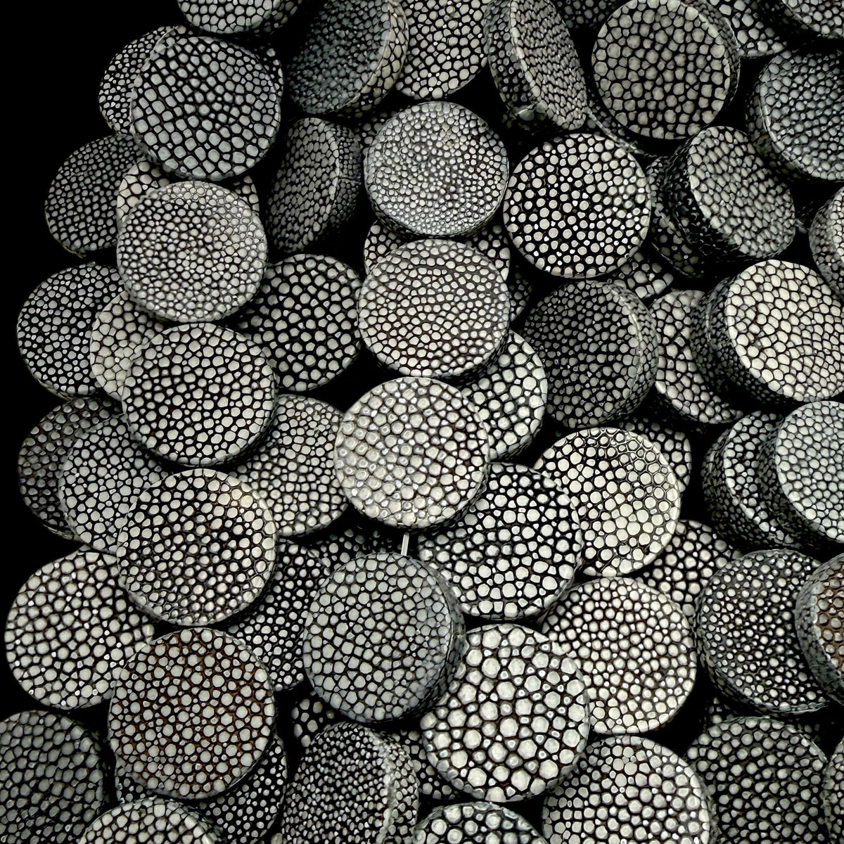 Real STINGRAY Beads - Incredible Pearl Texture Leather - Never Dyed or Color Enhanced - Small Batch Production - Flat Coin 20mm (10 Beads)