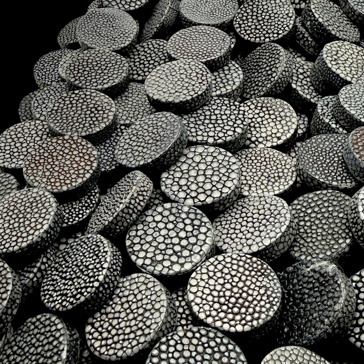 Real STINGRAY Beads - Incredible Pearl Texture Leather - Never Dyed or Color Enhanced - Small Batch Production - Flat Coin 20mm (10 Beads)