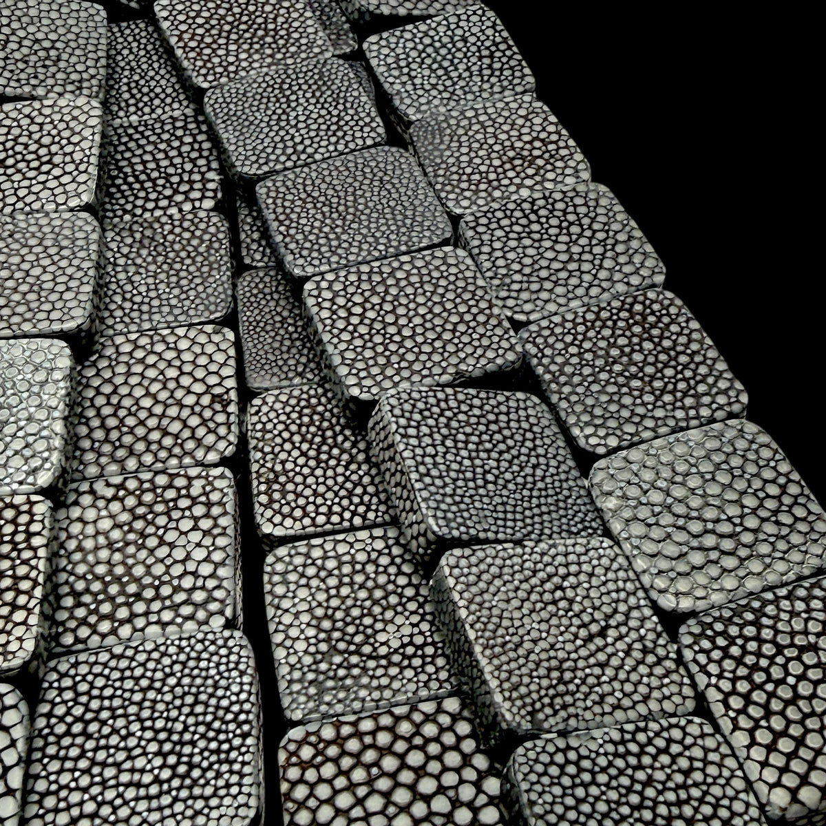 Real STINGRAY Beads - Incredible Pearl Texture Leather - Never Dyed or Color Enhanced - Small Batch Production - Flat Square 20mm (10 Beads)