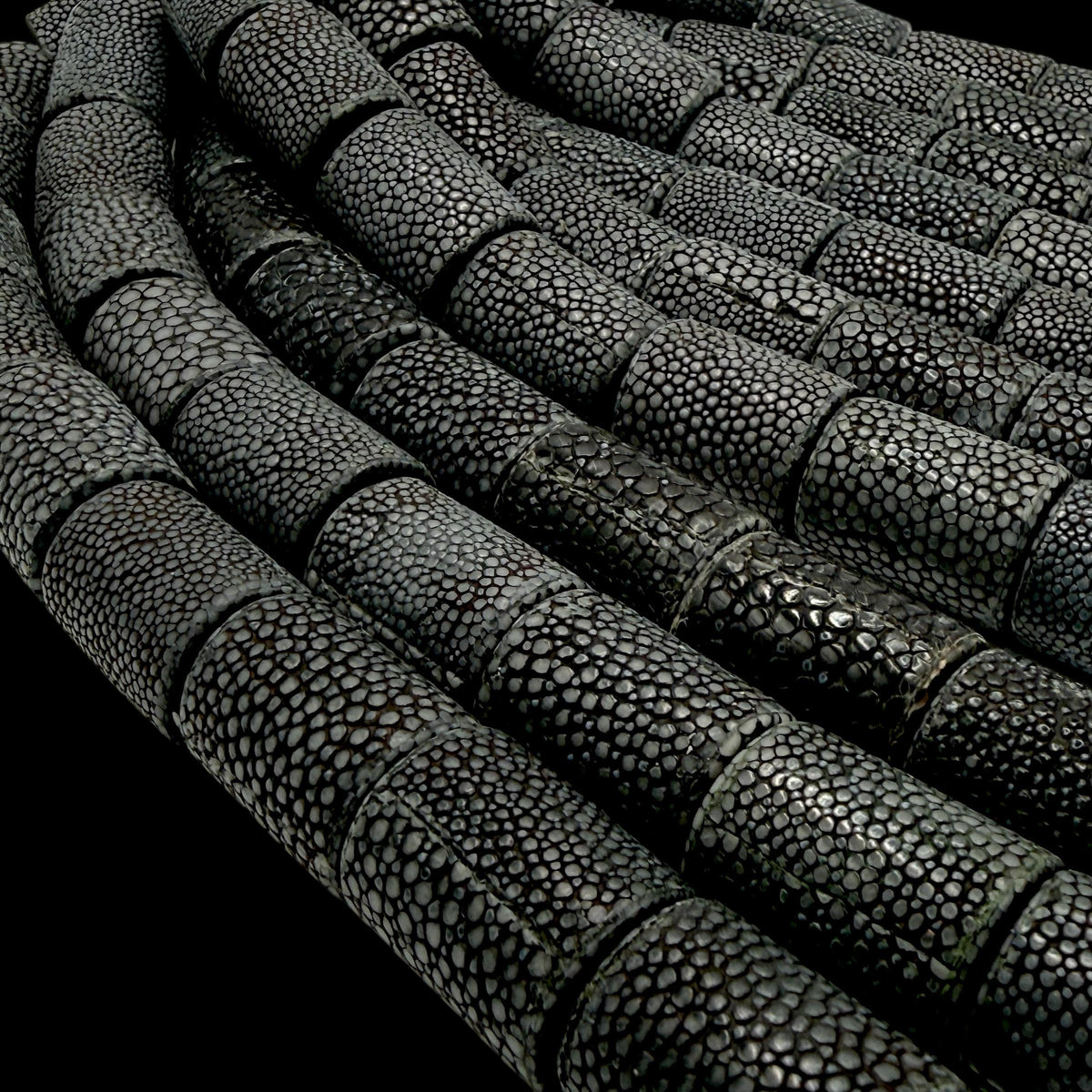 Real STINGRAY Beads - Incredible Pearl Texture Leather - Never Dyed or Color Enhanced - Small Batch Production - Tube 16X22mm (10 Beads)