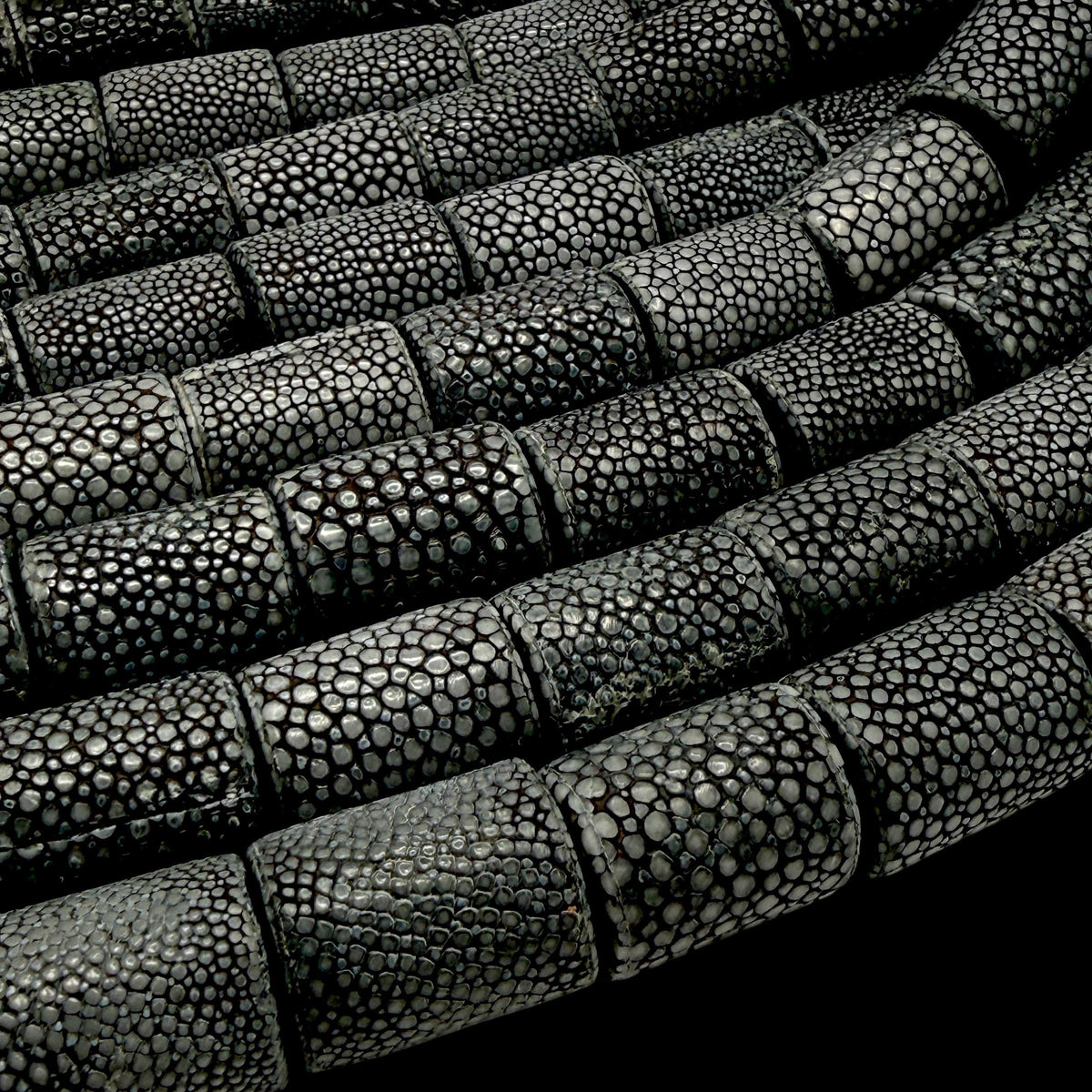 Real STINGRAY Beads - Incredible Pearl Texture Leather - Never Dyed or Color Enhanced - Small Batch Production - Tube 16X22mm (10 Beads)