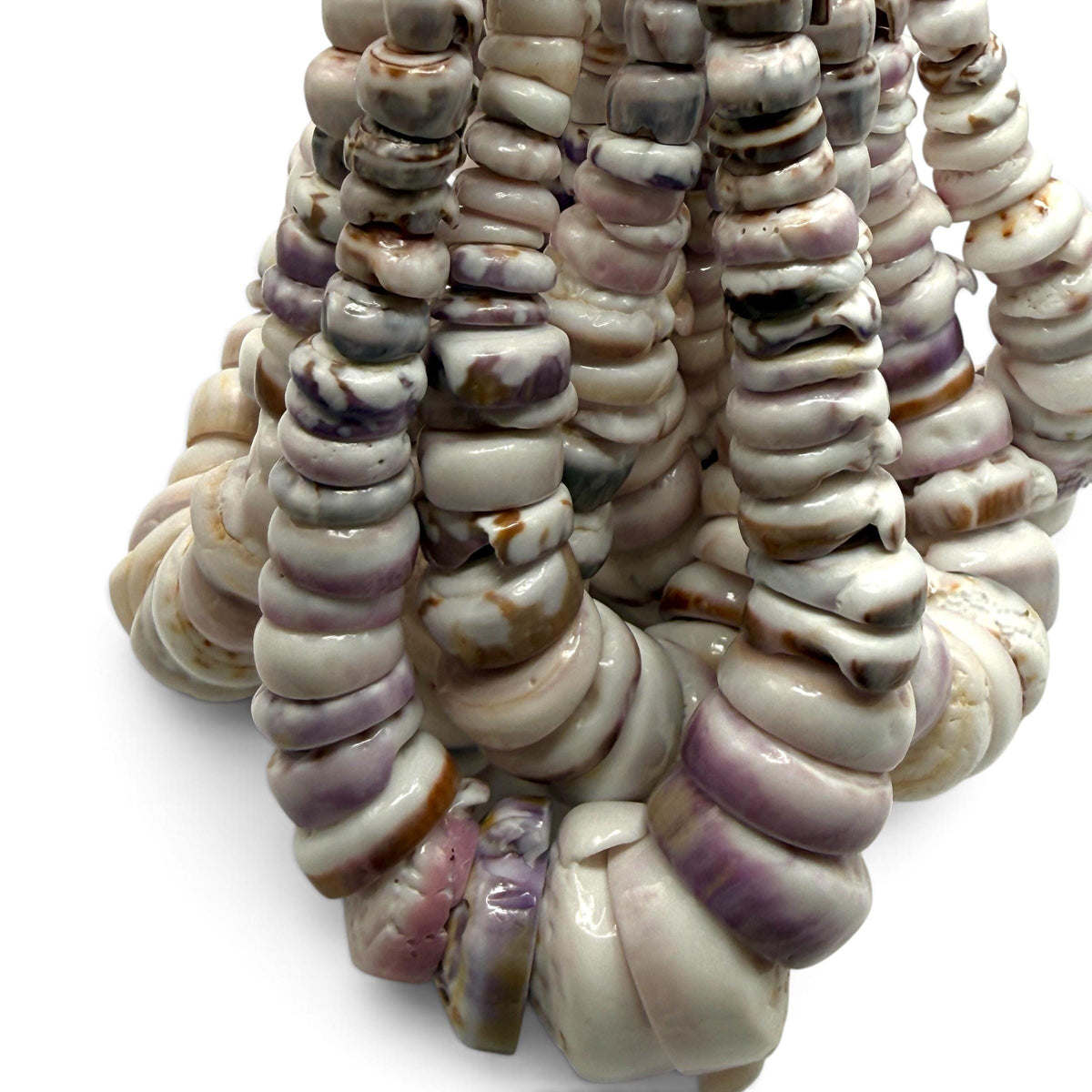 XL GRADUATED Ivory Lavender Puka Shell- Cup Shape with Minimal Bottom Cracks- Naturally Formed Holes- Small Batch Production- 6-30mm (E502)