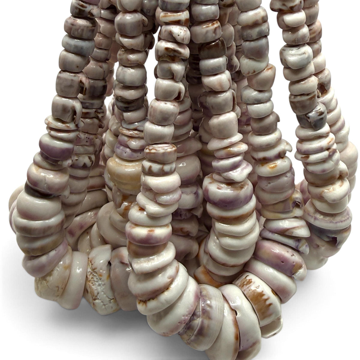 XL GRADUATED Ivory Lavender Puka Shell- Cup Shape with Minimal Bottom Cracks- Naturally Formed Holes- Small Batch Production- 6-30mm (E502)